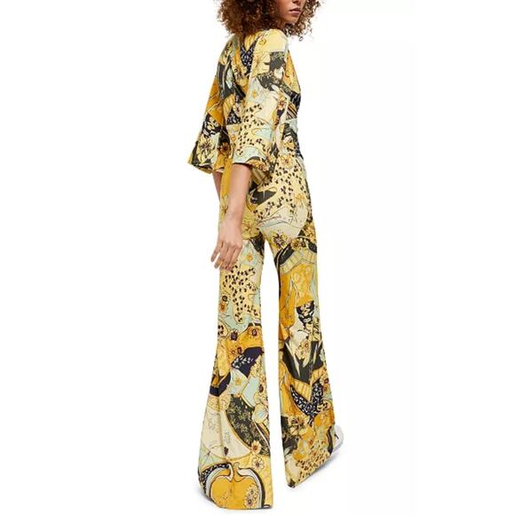 Free People Retro Night Fever Wide Leg Deep V-Neck Jumpsuit Size Medium - Picture 4 of 12